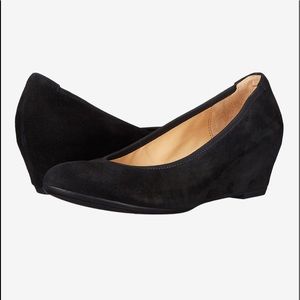 Gabor Black Suede Wedge Slip-On Shoes with inserts.
